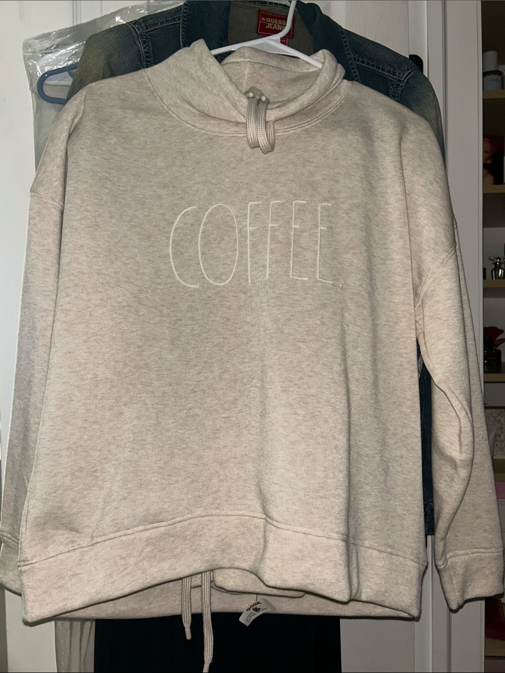 COFFEE Pullover Funnel Neck Sweatshirt & SweatPants (Joggers)  - Cream